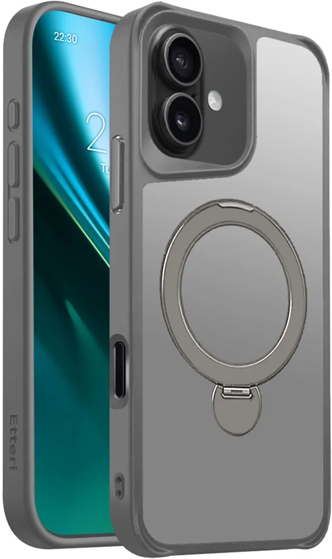 Etteri Matt Mag Ring case for iPhone 16 6,1" grey