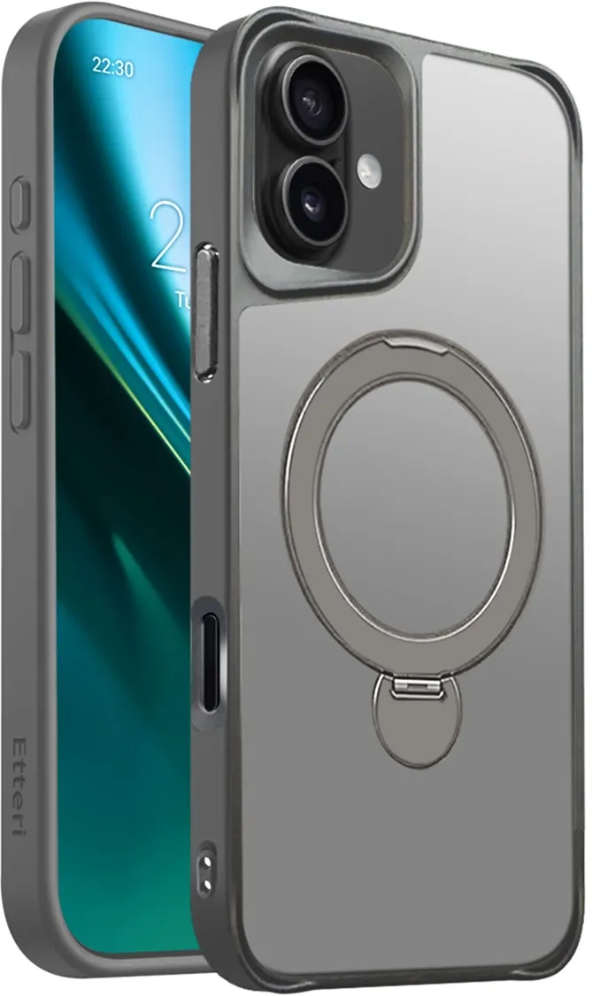 Etteri Matt Mag Ring case for iPhone 16 Plus 6,7" grey