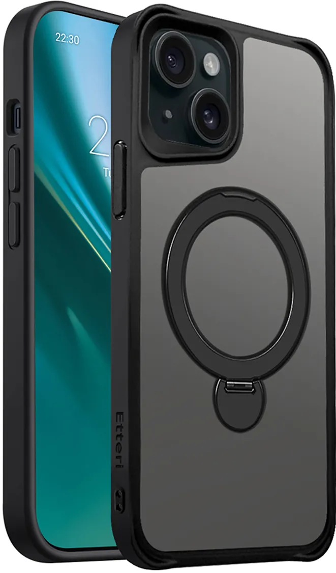 Etteri Matt Mag Ring case for iPhone 15 6,1" black