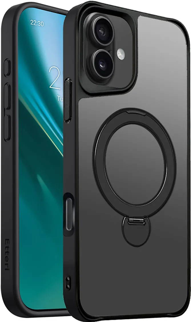 Etteri Matt Mag Ring case for iPhone 16 Plus 6,7" black