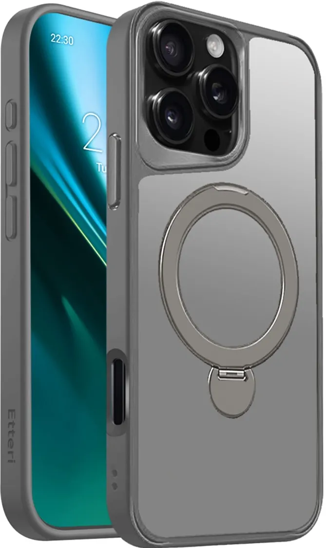 Etteri Matt Mag Ring case for iPhone 17 grey