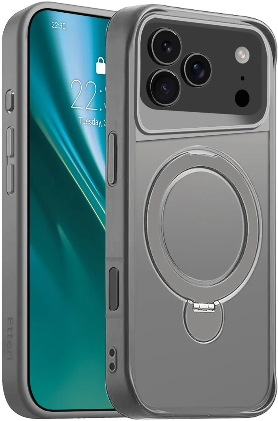 Etteri Matt Mag Ring case for iPhone 17 Pro Max / 18 Pro Max grey