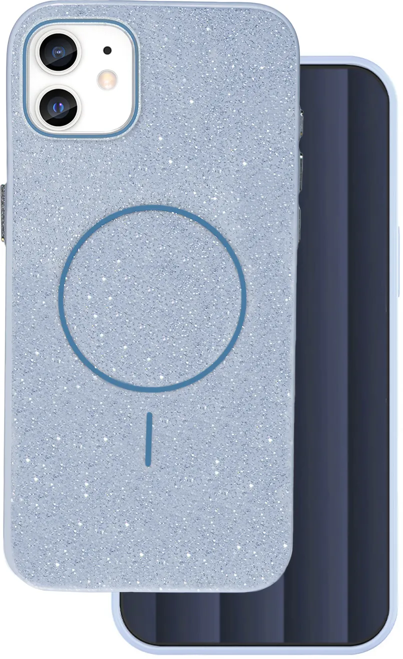 Glitter Thin Mag case for iPhone 12 / 12 Pro 6,1" blue
