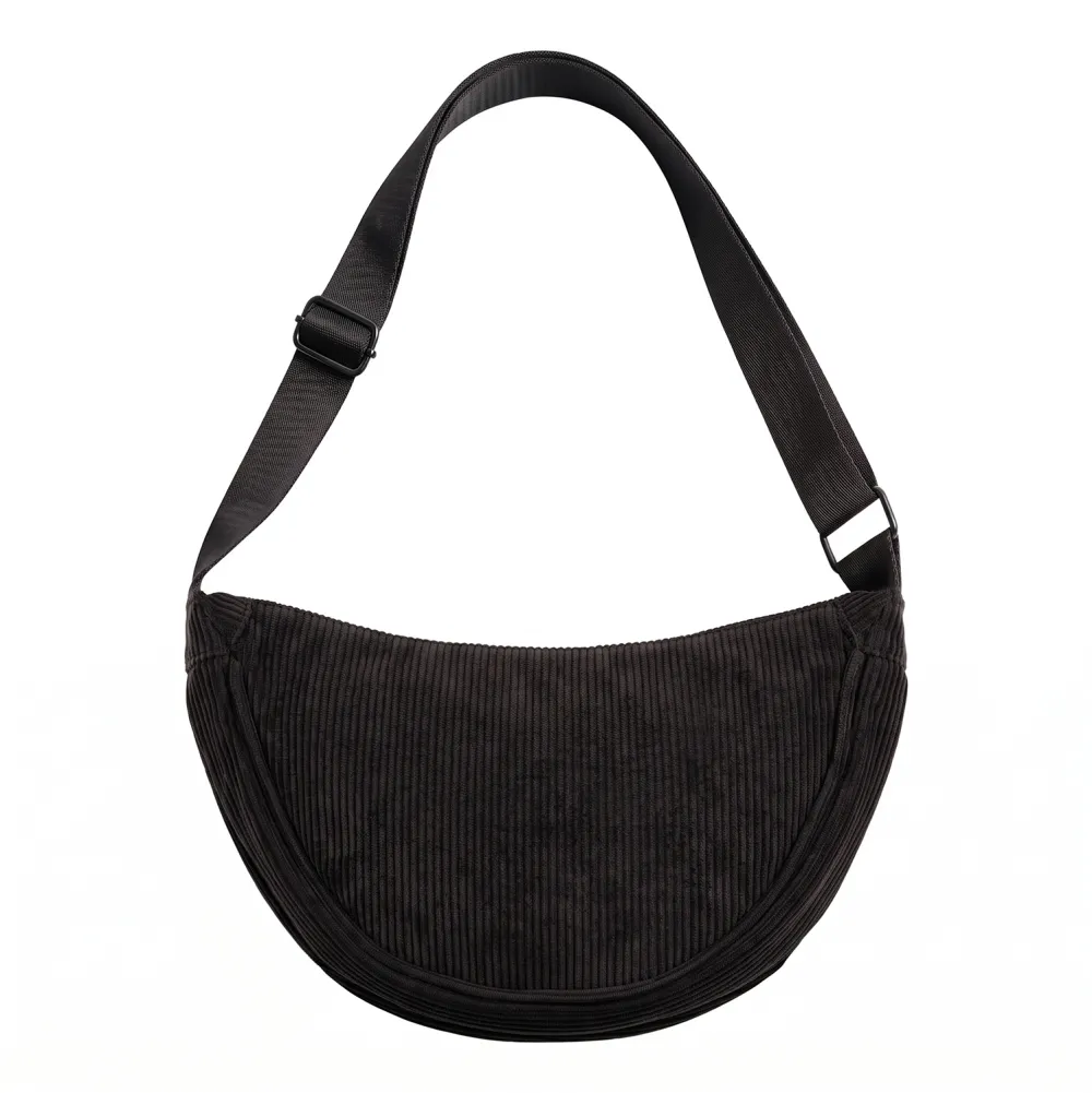 Universal corduroy Moon Bag Black