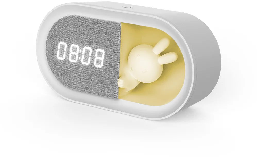 Alarm clock with LED Bunny night light PURE FNL-05 INGRID white long Forever Light