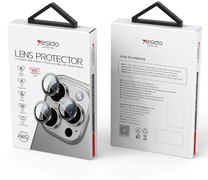 YESIDO LENS PROTECTION WB52 for IPHONE 16 PRO /16 PRO MAX BLACK