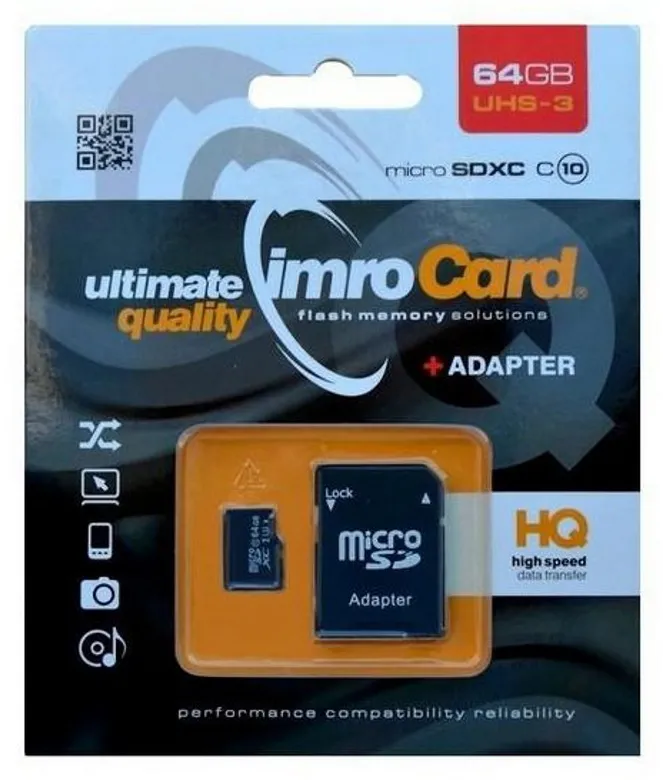 Imro memory card 64GB microSDXC cl. 10 UHS-3 + adapter