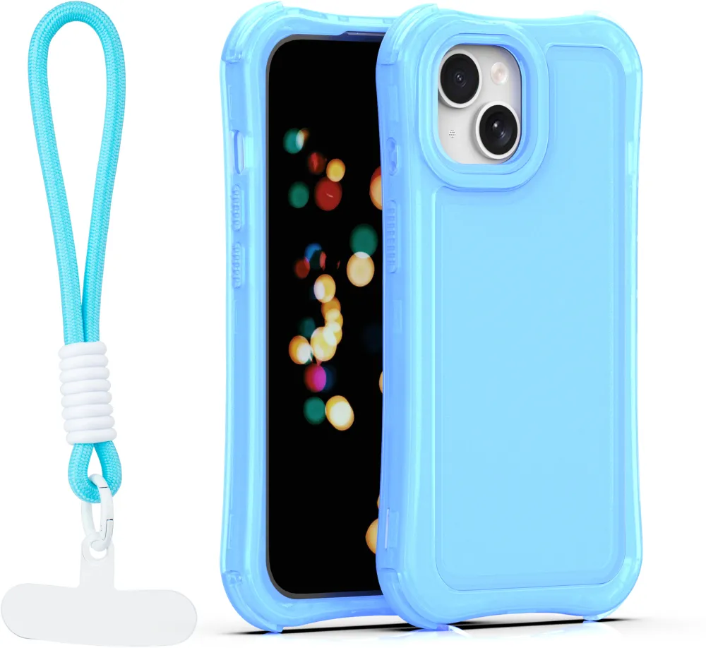 Safepop case with strap for iPhone 15 6,1" blue