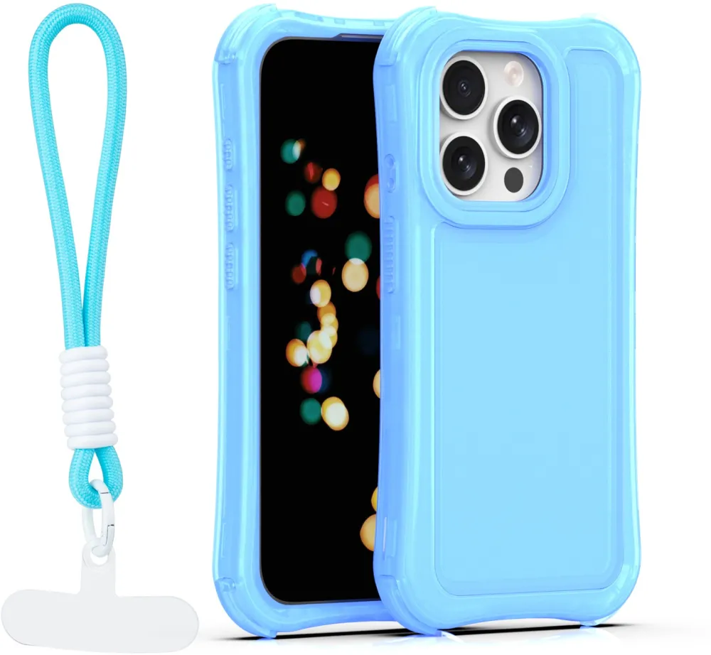 Safepop case with strap for iPhone 15 Pro 6,1" blue