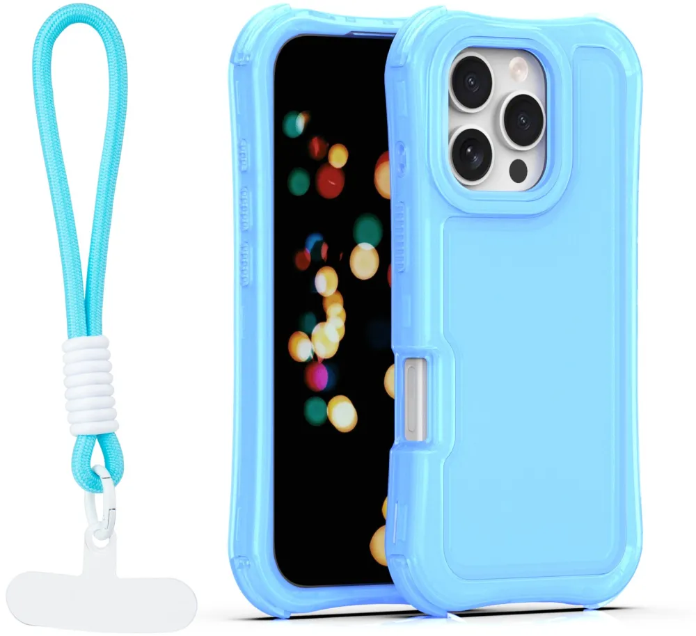 Safepop case with strap for iPhone 16 Pro 6,3" blue