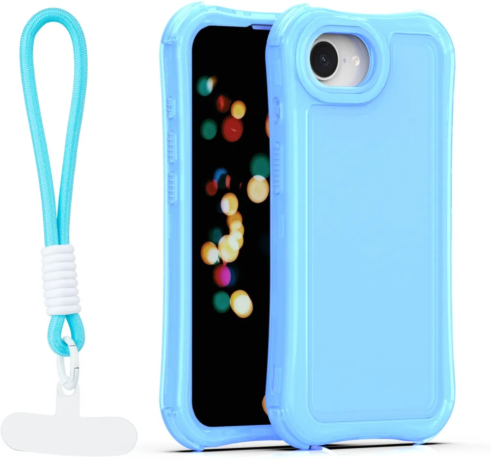 Safepop case with strap for iPhone 16e / 17e blue