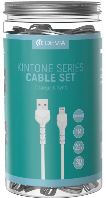 Devia cable Kintone V2 EC406 USB - Lightning 1,0 m 2,1A white set 30 pcs