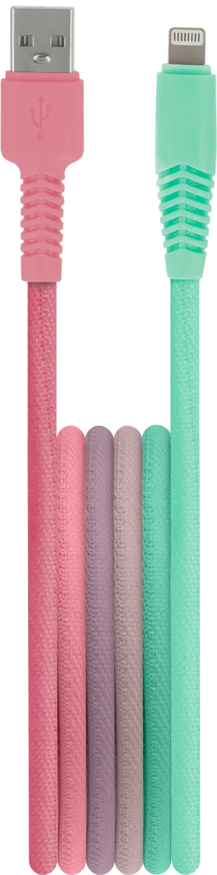 Setty cable USB - Lightning 1,5 m 2,4A KGA-L-1.52420 turquoise-pink gradient