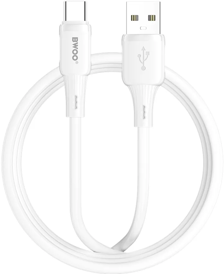 BWOO 3A silicone cable X329C USB - USB-C 1m white