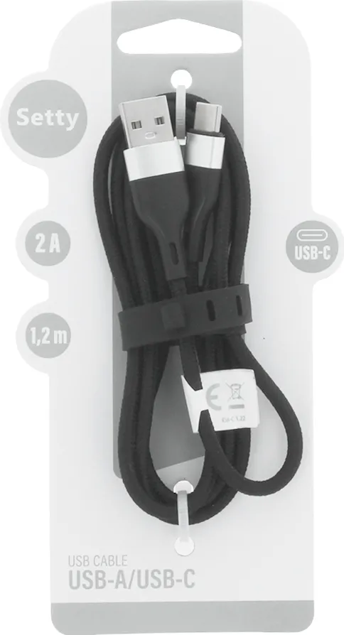 Setty USB - USB-C cable 1,2 m 2A KNA-C-1.221 black