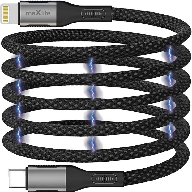 Maxlife MXUC-11 magnetic cable USB-C - Lightning 1,0 m 27W black nylon