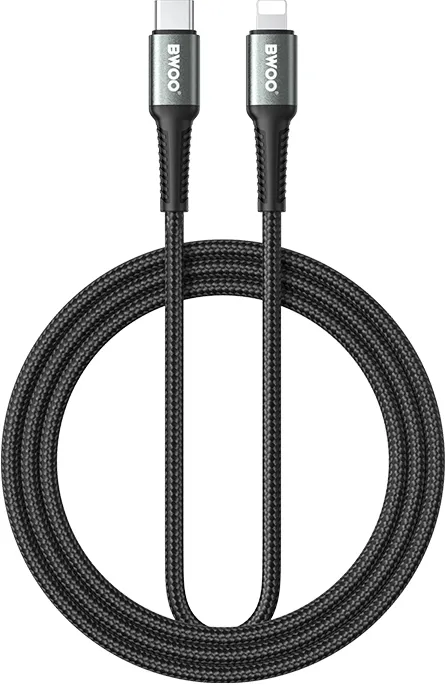 BWOO Braided Cable USB-C - Lightning 3m 30W black