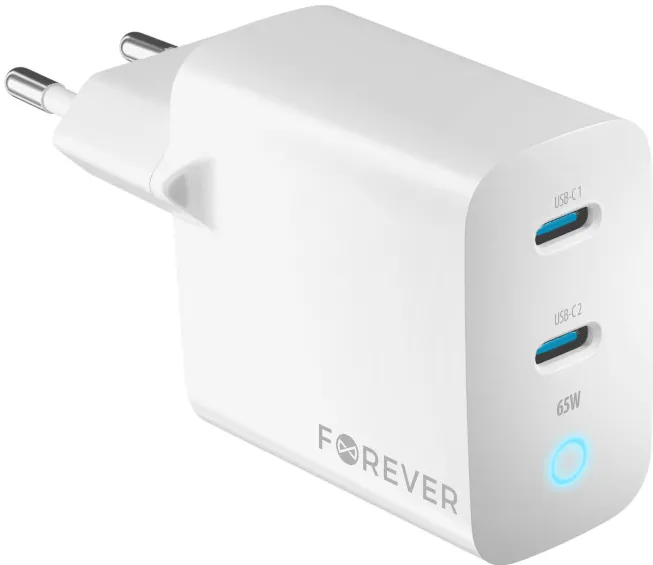 Forever TC-06-65CC GaN PD QC charger 2x USB-C 65W white