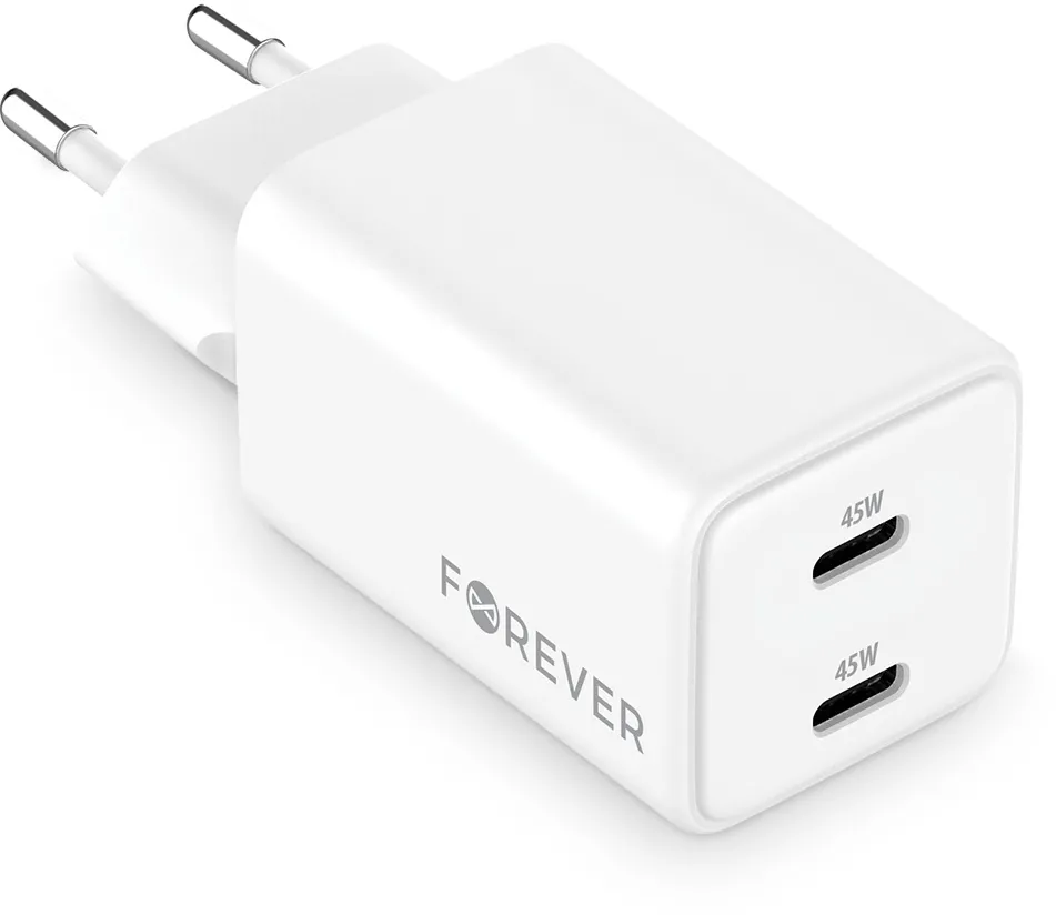 Forever TC-08-45CC GaN PD charger 2x USB-C 45W white