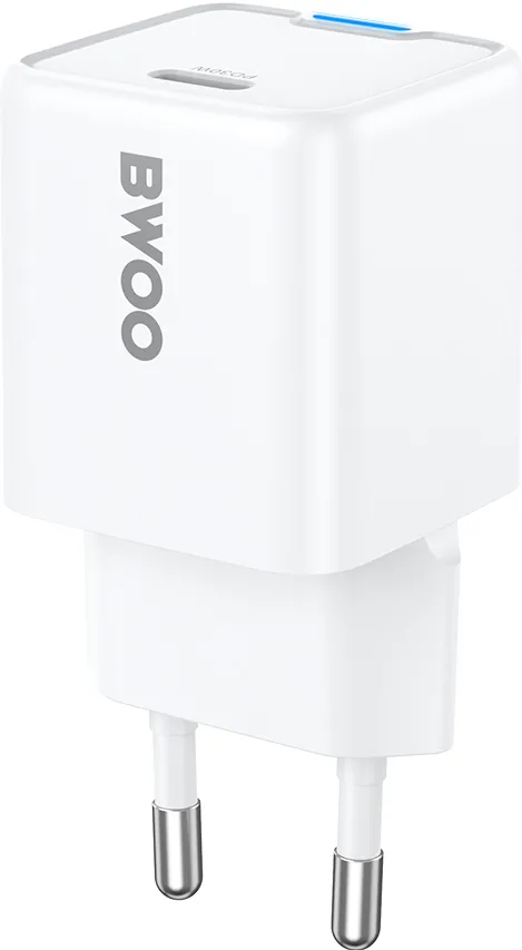 BWOO GaN PD wall charger 30W 1x USB-C port 1A white