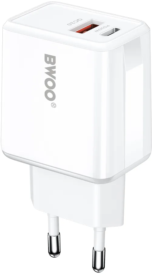BWOO wall charger CDA182 QC 38W 1x USB-A + 1x USB-C white