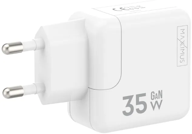 WALL CHARGER MX BURST GaN PD 35W, 2xUSB-C + C/C PD CABLE 65W WHITE