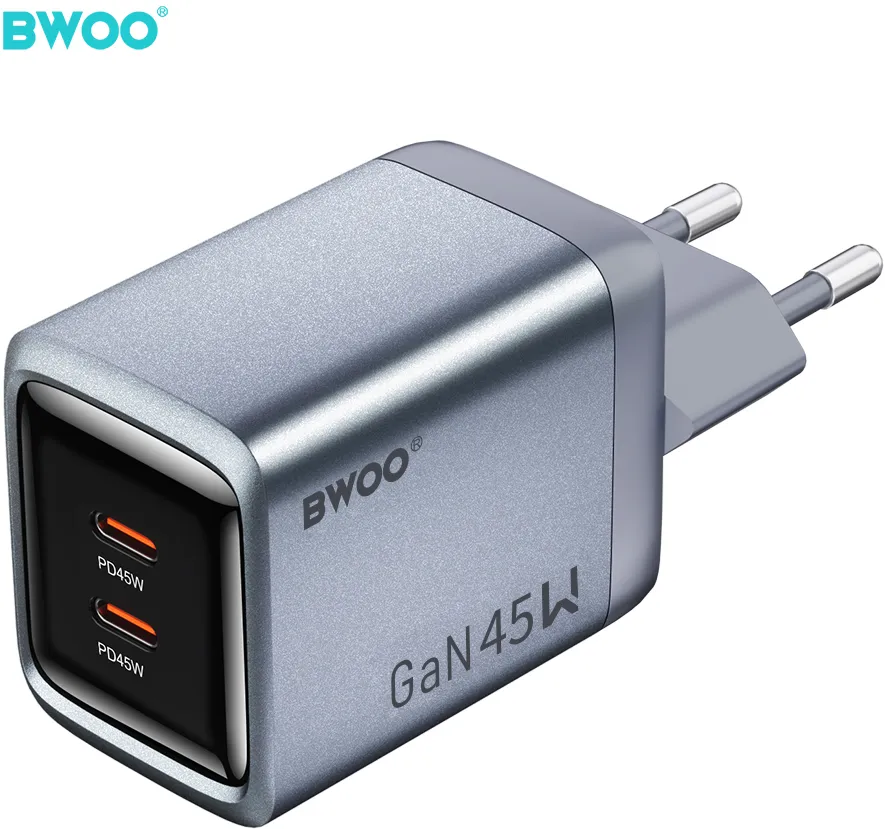BWOO BO-CDA239 wall charger 2xUSB-C 3A PD 45W grey with PPS