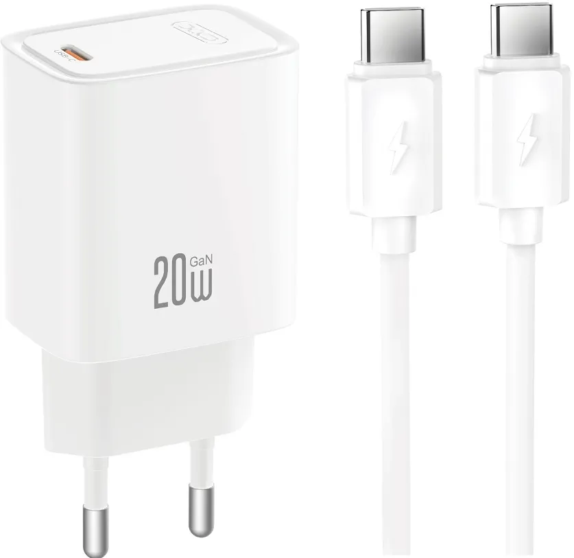 XO wall charger CE51 PD 20W 1x USB-C white + USB-C - USB-C cable