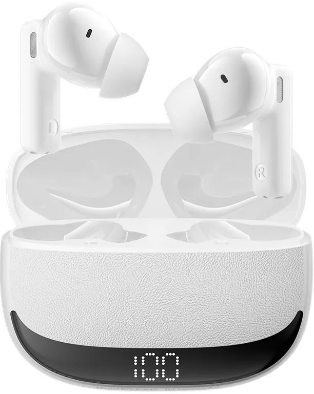BWOO Bluetooth earphones BW40 TWS ANC with LCD display white