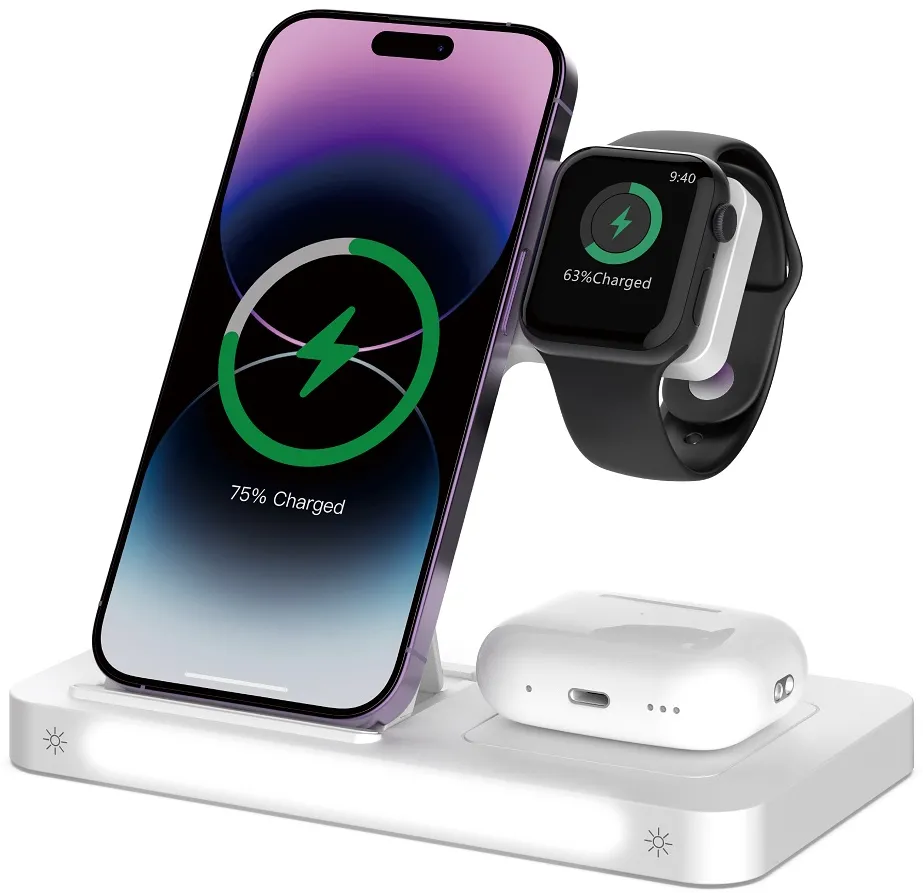 Devia wireless charger 3in1 Smart 15W white with lamp