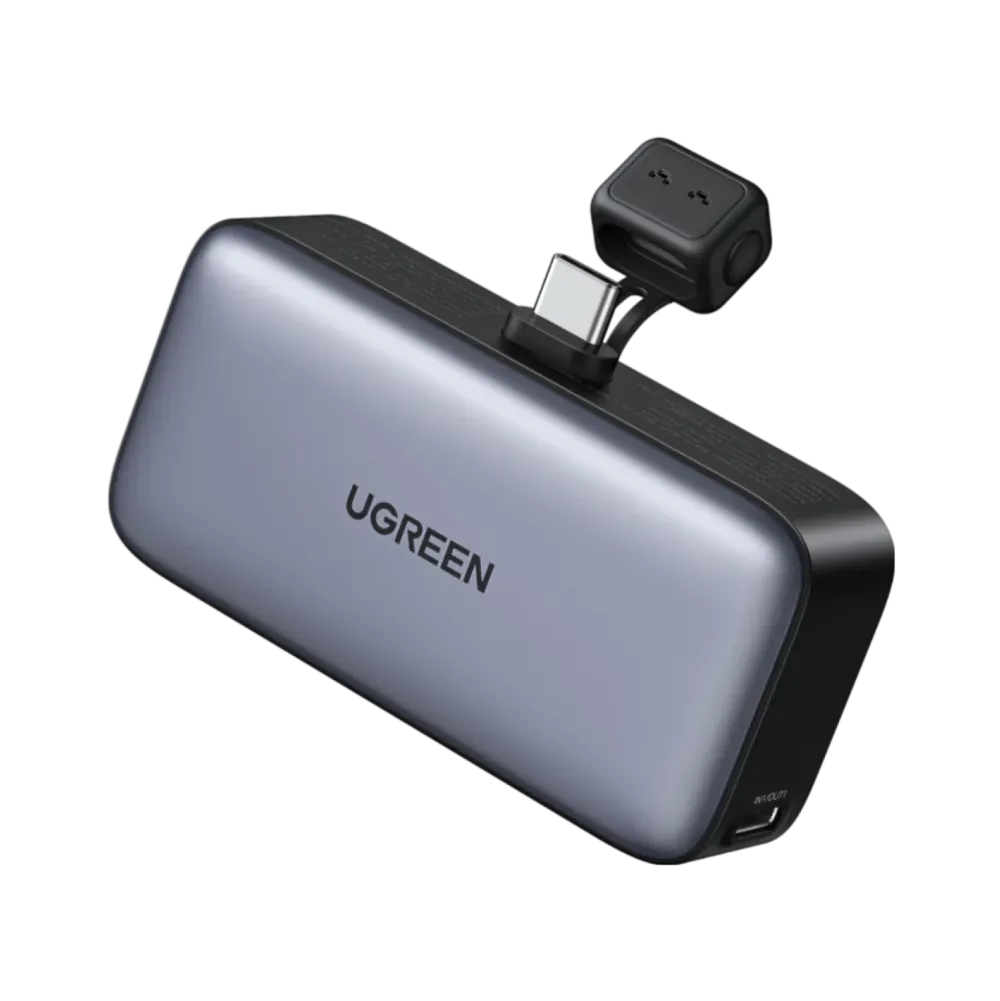 Baterie externa Ugreen 5.000 mAh 22.5W conector USB-C incorporat afisaj LED Negru