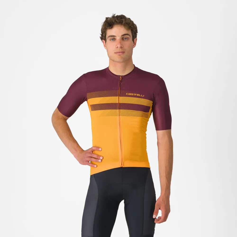 Castelli - tricou ciclism maneca scurta regular fit - Simbolo Jersey - portocaliu | bordo - S