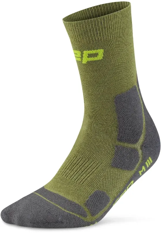 CEP - sosete compresie mid cut - Hiking Mid Cushion - olive | grey - V (45-48+)