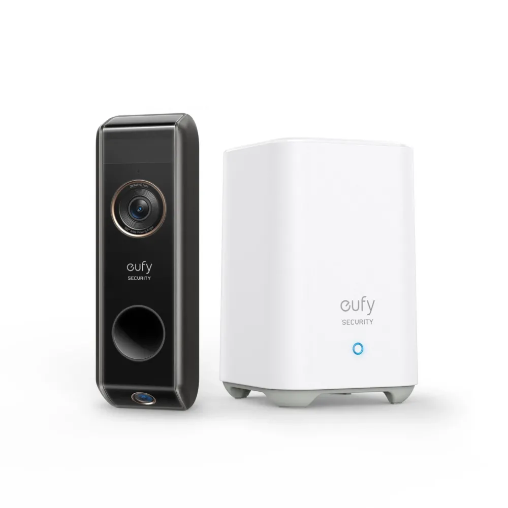 Kit Sonerie video eufy Dual Camera + HomeBase 2 2K HD autonomie 6 luni Negru