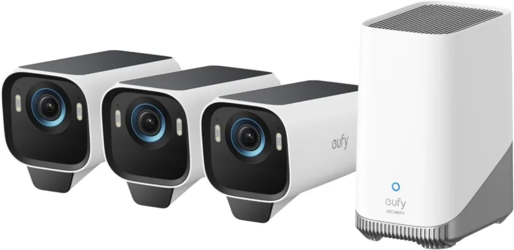 Sistem supraveghere video wireless eufyCam S3 Pro 4K BionicMind™ MaxColor Vision Panou Solar integrat Homebase 3 + 3 camere video eufyCam S3
