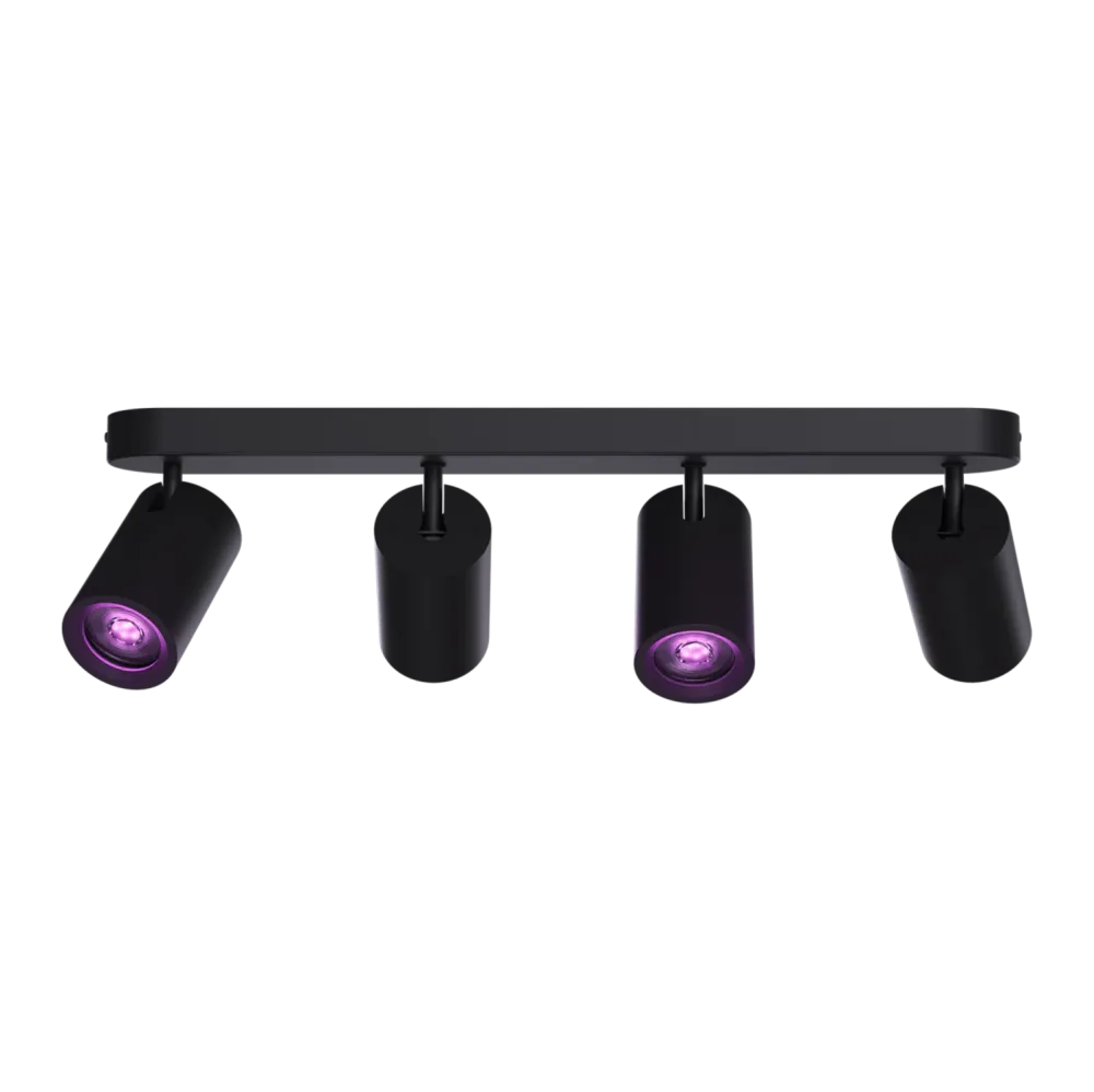 Plafoniera Calex Smart Rotative in 4 directii 4 Becuri GU10 345 lumeni clasa G Aplicatie dedicata Compatibil cu Amazon Alexa Negru