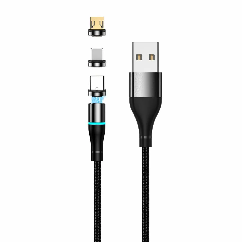 Setty USB magnetic cable 1m 2A nylon black