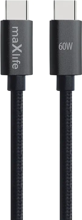 Maxlife MXUC-12 cable USB-C - USB-C 3,0 m 60W black