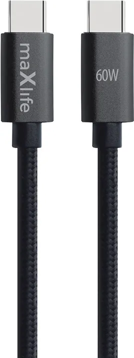 Maxlife MXUC-12 cable USB-C - USB-C 1,0 m 60W black