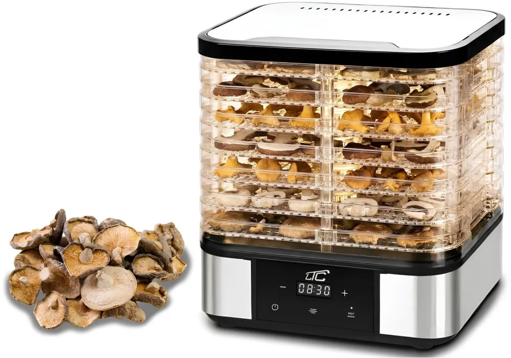 LTC 7-Tray Metal Food Dehydrator for Mushrooms and Fruit, with Display, 380W