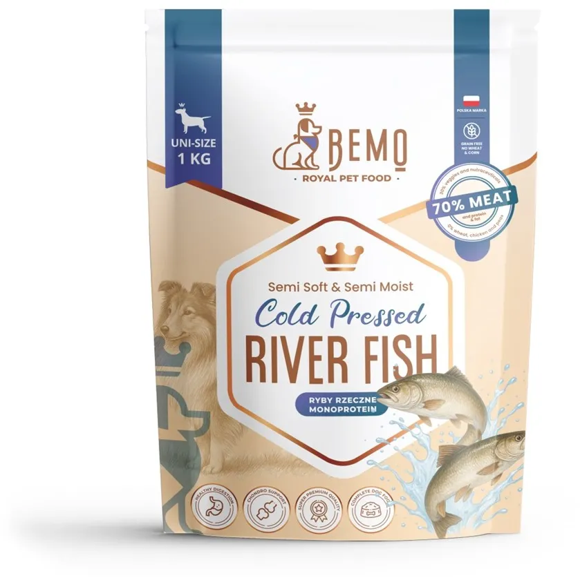 BEMO Cold Pressed River Fish Mono - dry dog food - 1kg