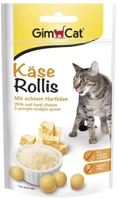 GIMCAT Käse-Rollis Crunchy Cheese Bites – cat treat – 40g