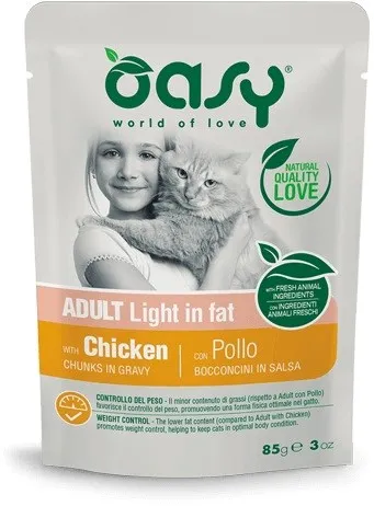 OASY Chunks in gravy Light in Fat Chicken - wet cat food - 85g
