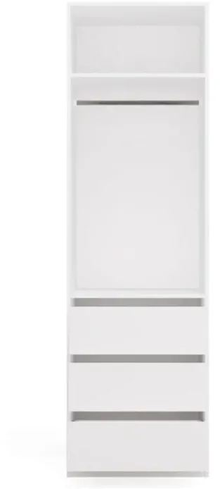 OPENO 1W1P3S WHITE Wardrobe – Modular Wardrobe with Clothes Rail and 3 Drawers