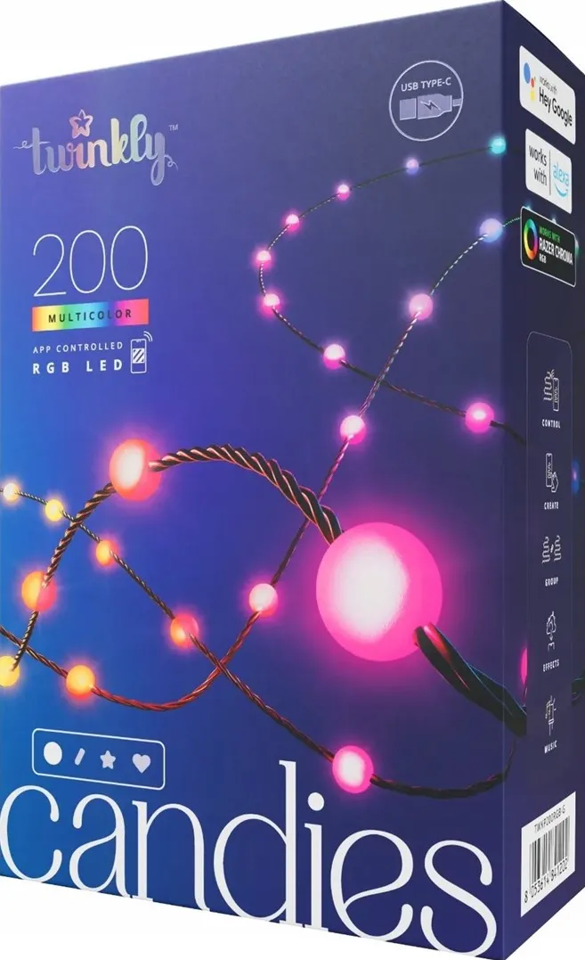 Twinkly Candies LED Christmas tree lights TWKP200RGB-G 6 m 200 lights