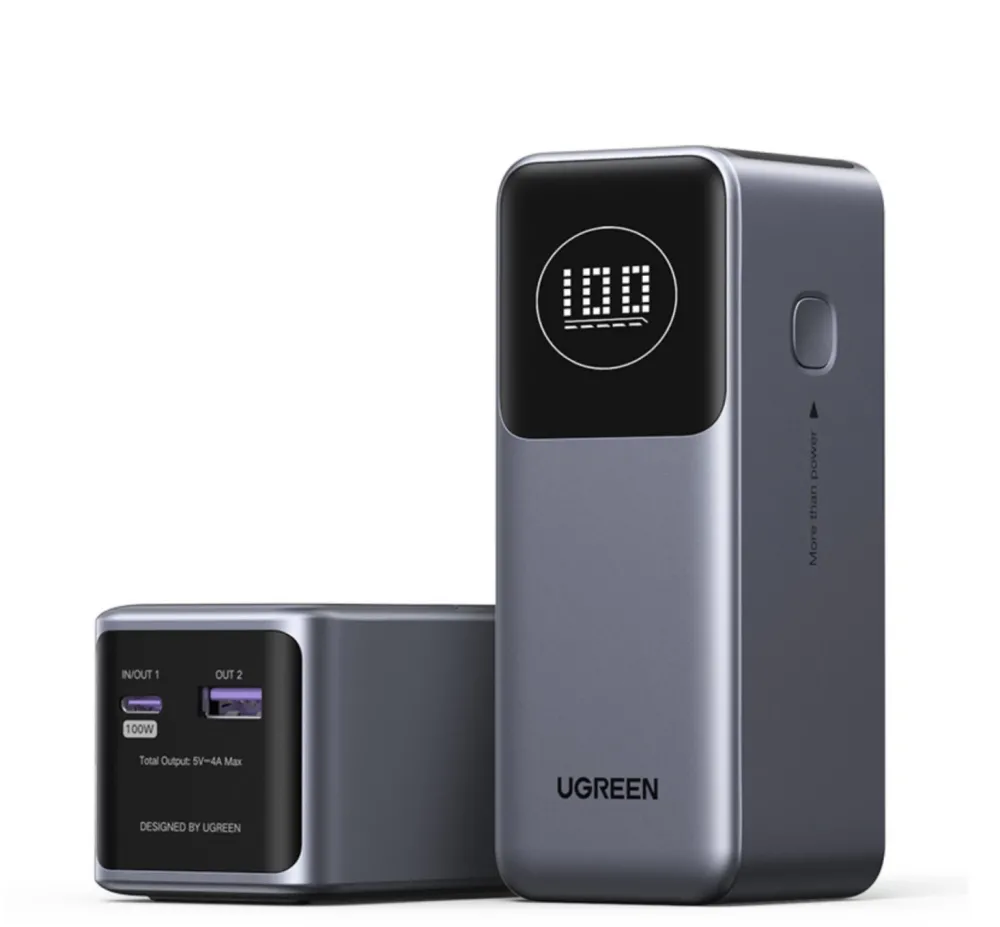 Baterie externa UGREEN PB724 12.000 mAh 100W Digital Display Gri