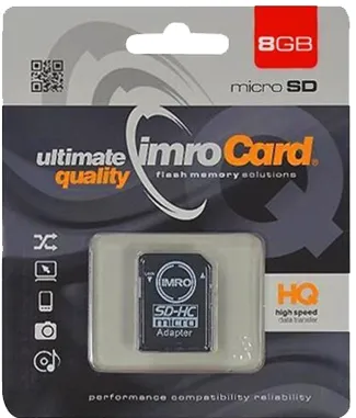 Imro memory card 8GB microSDHC cl. 10 + adapter