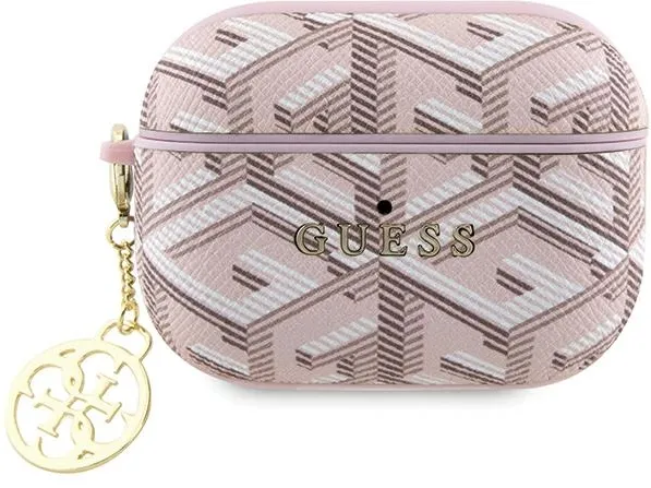 Guess case for AirPods Pro 2 GUAP2PGCE4CP pink Gcube Classic Gold Logo W/Charm