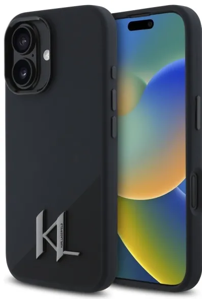 Karl Lagerfeld KLHMP16SSCMKMPCK iPhone   16 6.1" czarny/black hardcase Silicone Shadow Metal Initial MagSafe