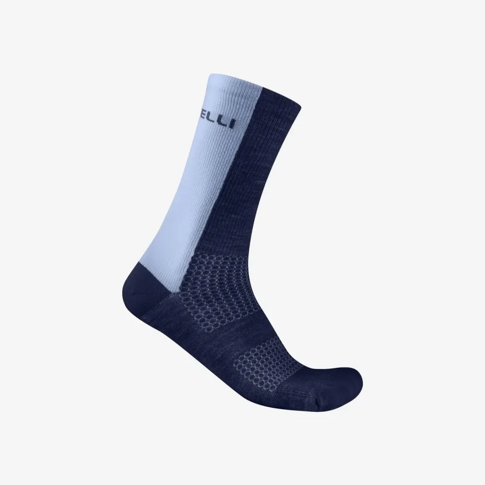 Castelli - sosete ciclism - Castelli Logo 18 Merino Sock - albastru belgian/steel fade - LXL - 40-43